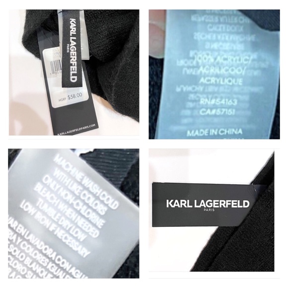 NWT Karl Lagerfeld Black Knit Name Logo Band Infinity Scarf - Picture 12 of 14